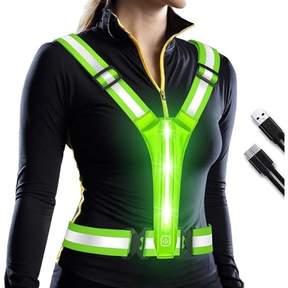 LED Reflective Running Vest with Rechargeable Lights