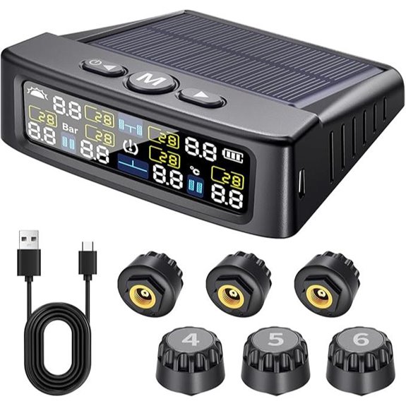 RV TPMS Tire Pressure Monitor with 6 Sensors