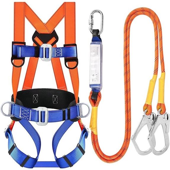 Fall Protection Safety Harness Kit with Shock Absorbing Lanyard