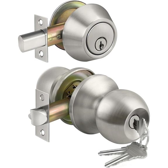 Bestten Keyed Door Knob & Deadbolt Set Satin Nickel
