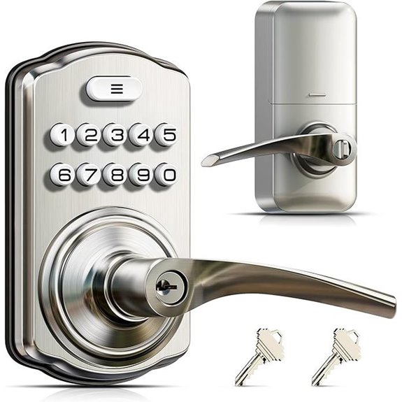 Veise Keypad Door Lock with Handle Satin Nickel