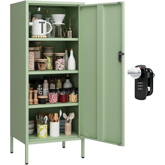 Lockable Metal Storage Cabinet with Adjustable Shelves