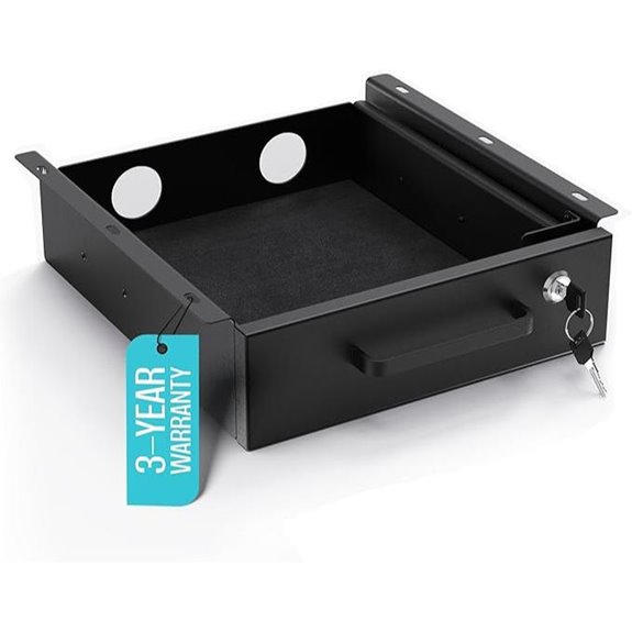Lockable Metal Under Desk Drawer with Cable Management