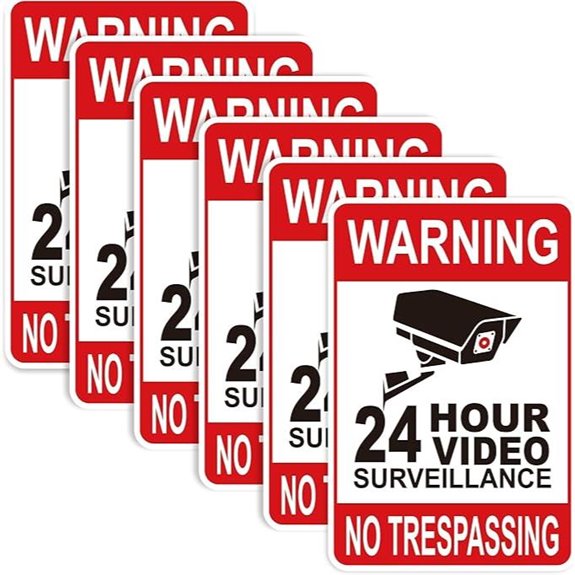 6PCS Security Camera Warning Signs (Self-Adhesive Vinyl)