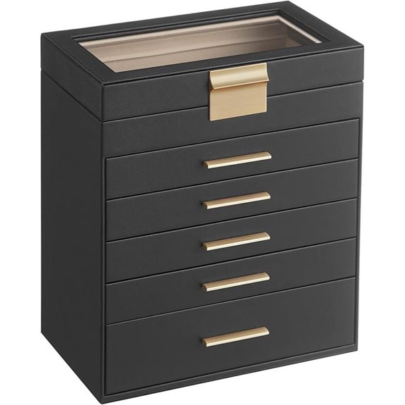SONGMICS 6-Layer Jewelry Box with Glass Lid