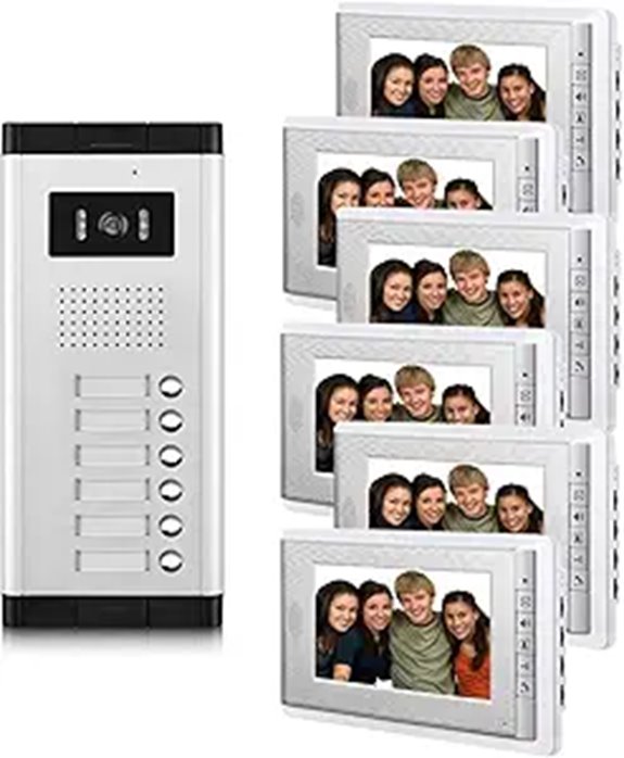6-Unit 7 Wired Video Intercom System with Doorbell