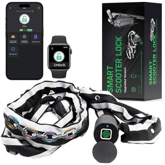 Smart Electric Bike Chain Lock with App & Fingerprint