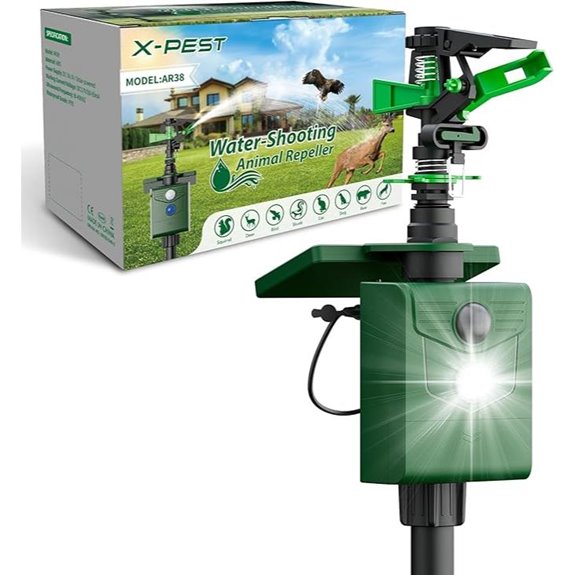 Solar Motion-Activated Animal Repeller with Water Sprinkler