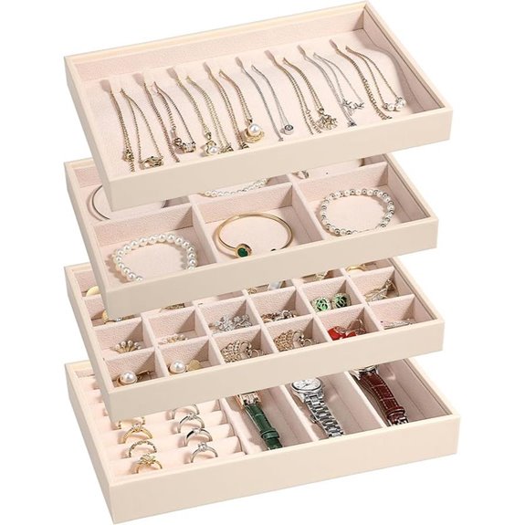 LANDICI Stackable Jewelry Organizer Trays (4-Pk)