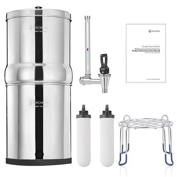Gravity-fed Stainless Steel Water Filter System