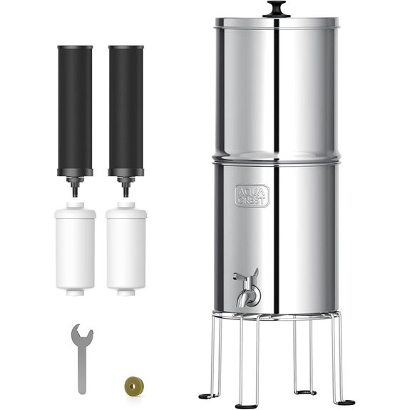 AQUA CREST Stainless Steel Gravity Water Filter System