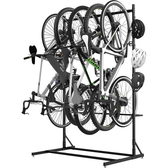 Heavy Duty 5-Bike Floor Rack with Hooks