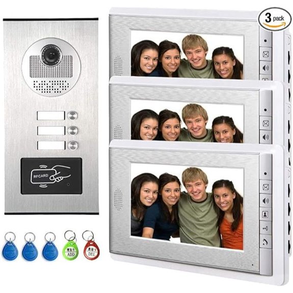 Apartment Video Intercom System with 3 Monitors