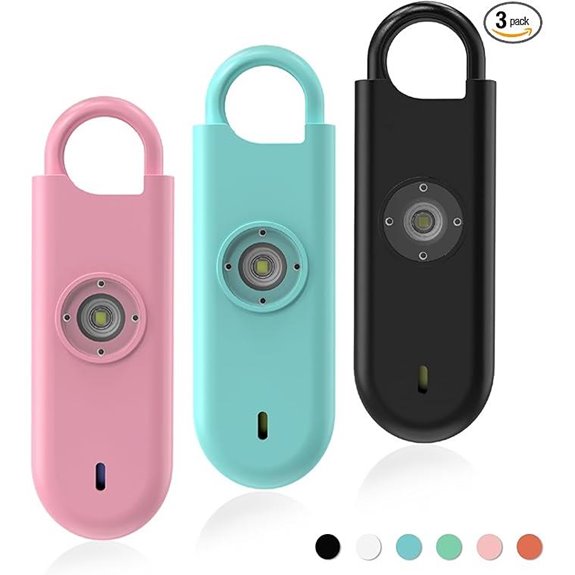 Personal Safety Alarm 3-Pack with Strobe Light