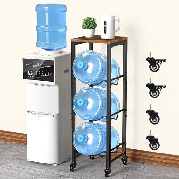 3-Tier Water Bottle Storage Rack with Lockable Casters