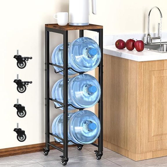 3-Tier Water Jug Rack with Lockable Casters