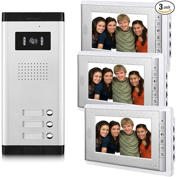 3-Unit Wired Video Intercom System with Cameras