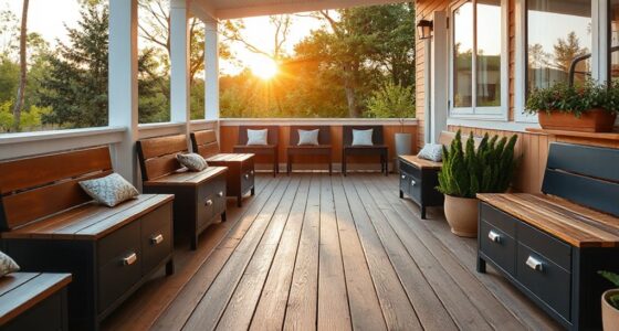 top porch lockable storage benches