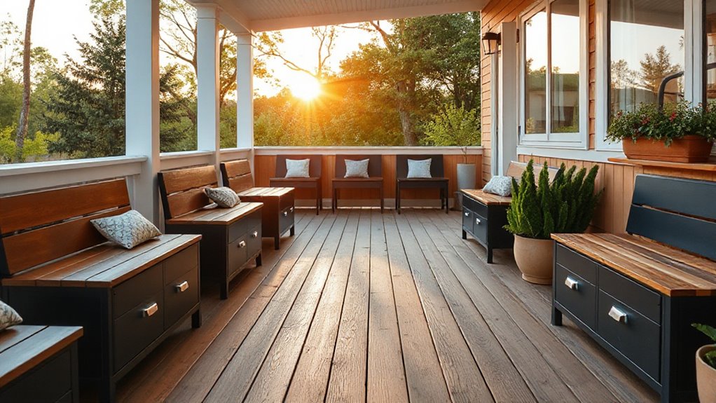 top porch lockable storage benches