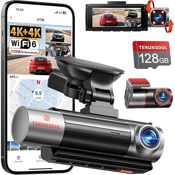 3-Channel 4K Dash Cam with GPS WiFi6 Night Vision