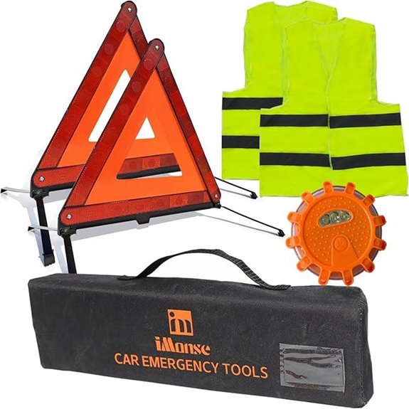 Emergency Warning Triangle Kit with LED Flare (2 Pack)