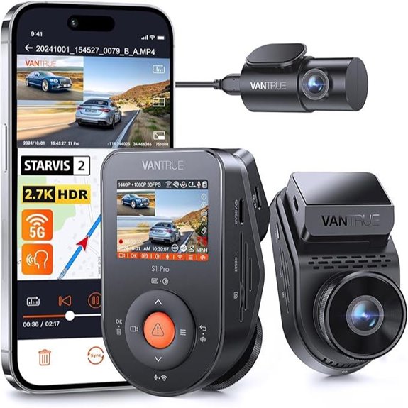 Vantrue S1 Pro AI Dual Dash Cam with GPS
