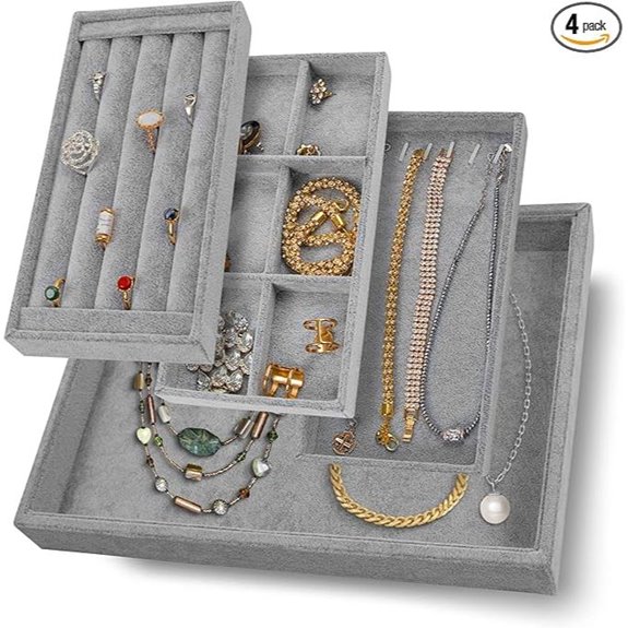 Houseables Jewelry Drawer Organizer Velvet Tray