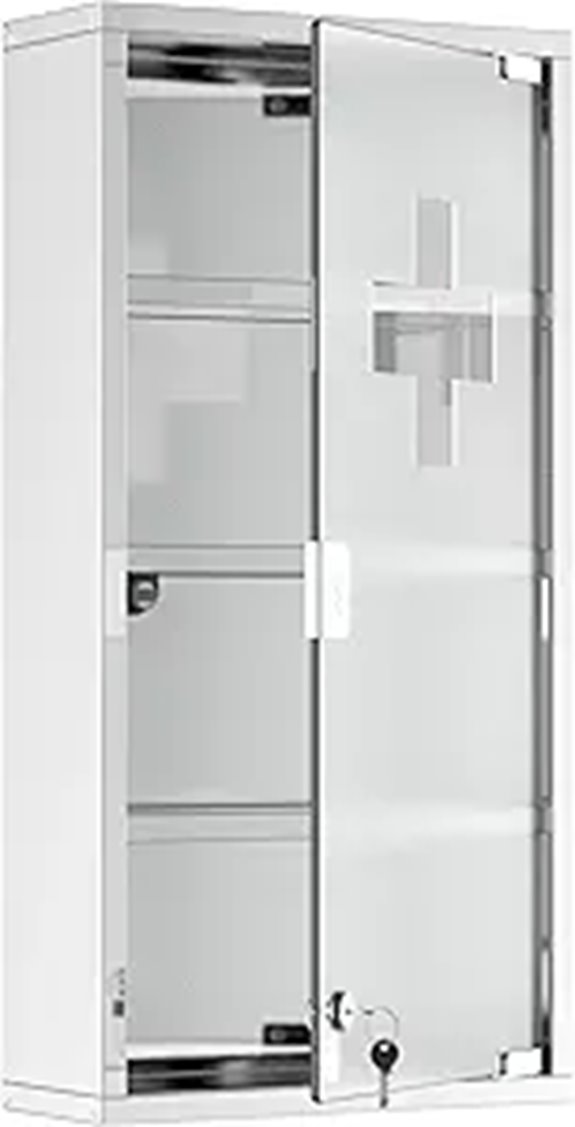 HOMCOM Wall-Mounted Locking Medicine Cabinet