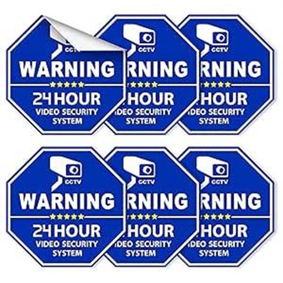 6 Pcs Security Camera Stickers Water-Resistant Hex Signs