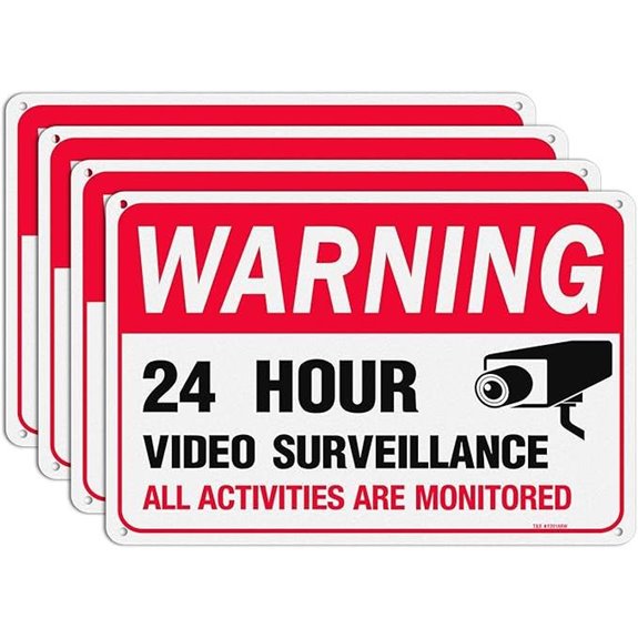 T&R Surveillance Sign 4 Pack Waterproof Aluminum