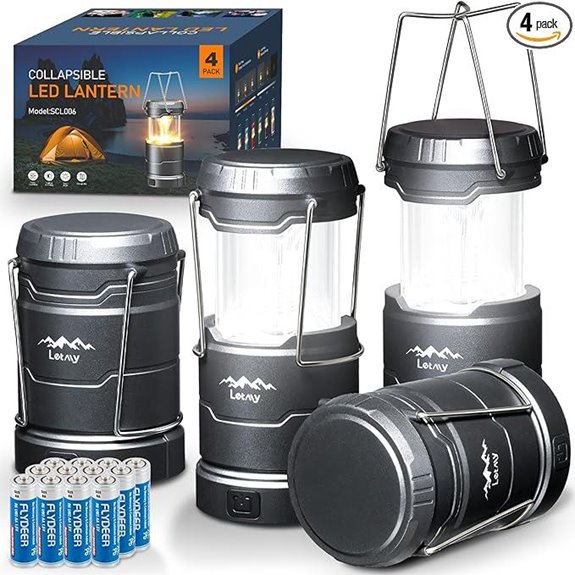 LETMY LED Camping Lanterns 4 Pack Waterproof Dimmable