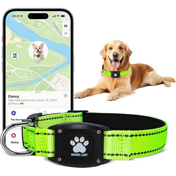 GPS Dog Collar Tracker Waterproof No Fees Green