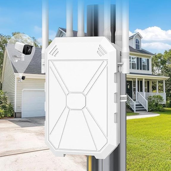Outdoor WiFi Extender with 6 Antennas & Weatherproof Design