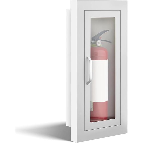white semi recessed extinguisher cabinet