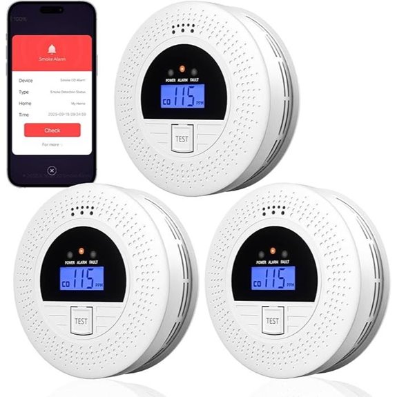 WiFi Smoke & CO Detector 3-Pack with Alerts