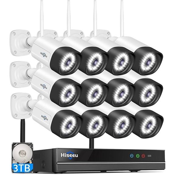Hiseeu 3MP Wireless Security Camera System (12 Cameras)