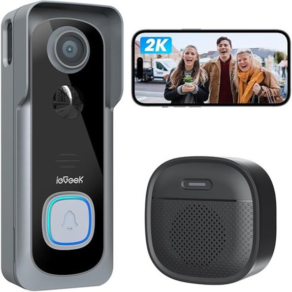 ieGeek Wireless Video Doorbell with 2K HD and Two-Way Talk