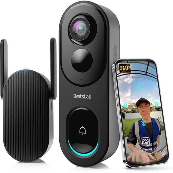 BOTSLAB Wireless Doorbell Camera with 5MP Video