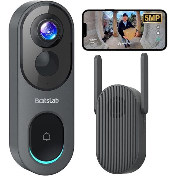 BOTSLAB 5MP Wireless Video Doorbell with Motion Detection