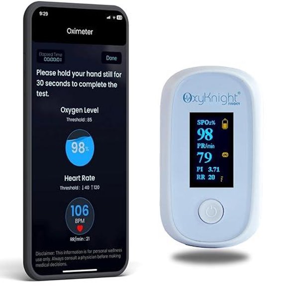 Bluetooth Fingertip Pulse Oximeter with App & Alarm