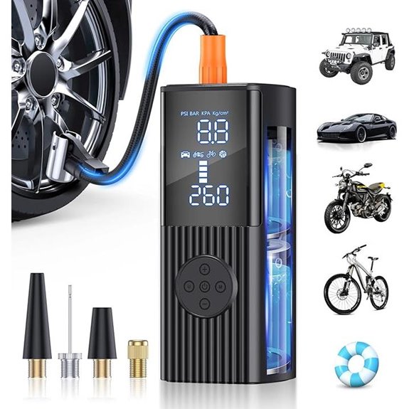 Portable Cordless Tire Inflator with Digital Gauge