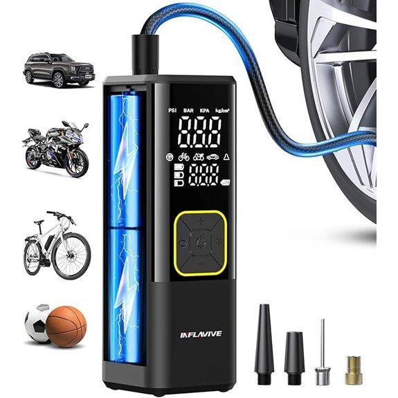 Portable Cordless Tire Inflator with Digital Pressure Gauge