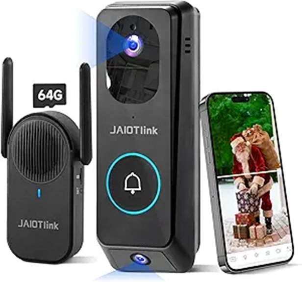 Dual Lens Wireless Video Doorbell with Chime and Night Vision