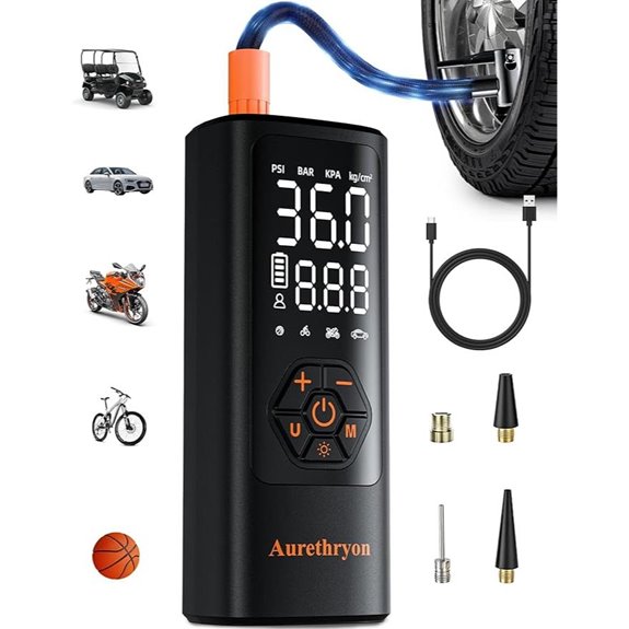 Portable Cordless Tire Inflator with Gauge