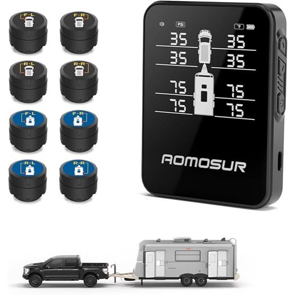 Wireless RV Tire Pressure Monitoring System (8 Sensors)