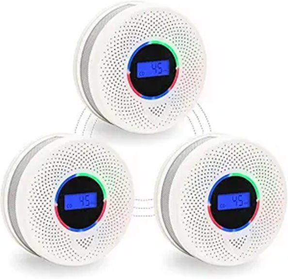 Wireless Smoke & CO Detectors with Digital Display (3 Pack)