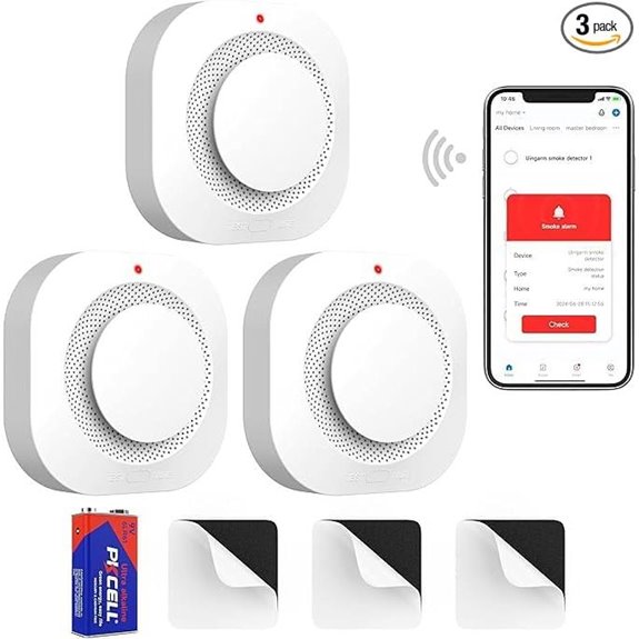 Smart Wi-Fi Smoke Detectors with App Alerts (3-Pack)