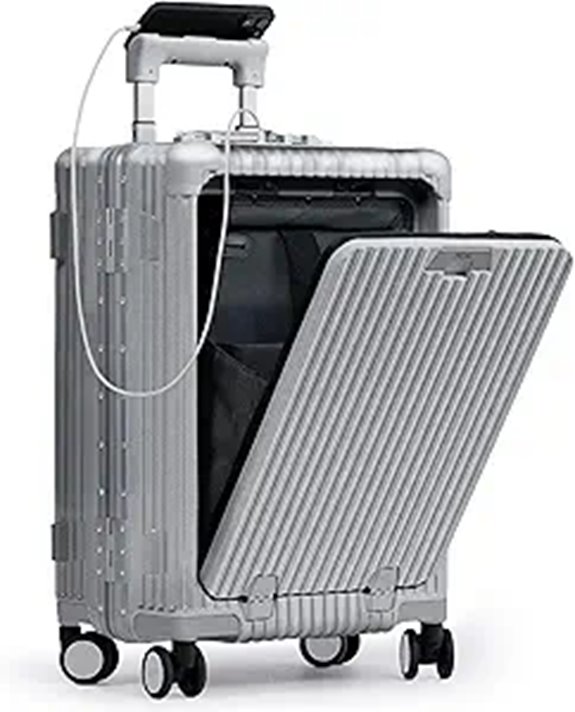 zipperless aluminum suitcase with usb