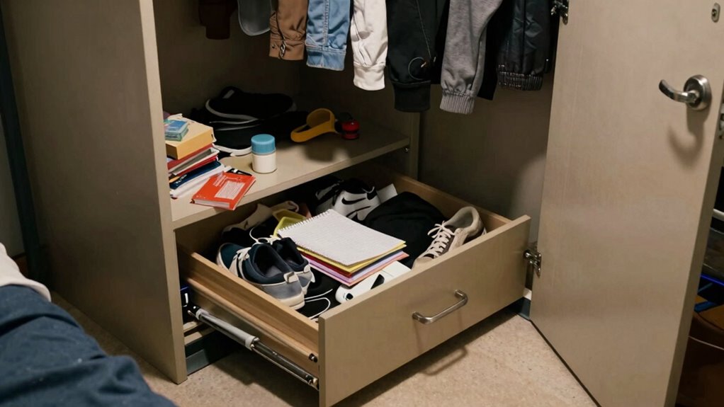 secure organized dorm storage