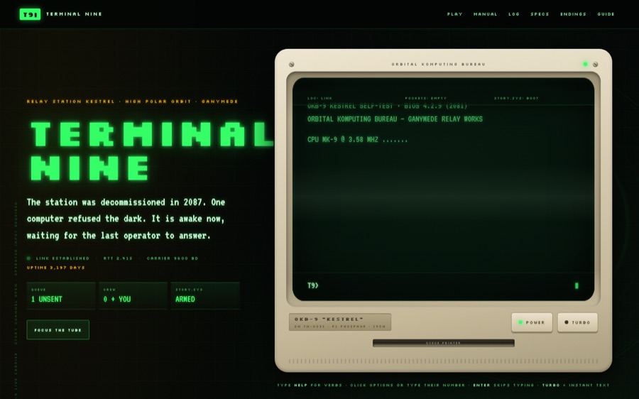 TERMINAL NINE — a decommissioned station computer, still running one story (FABLE/175)